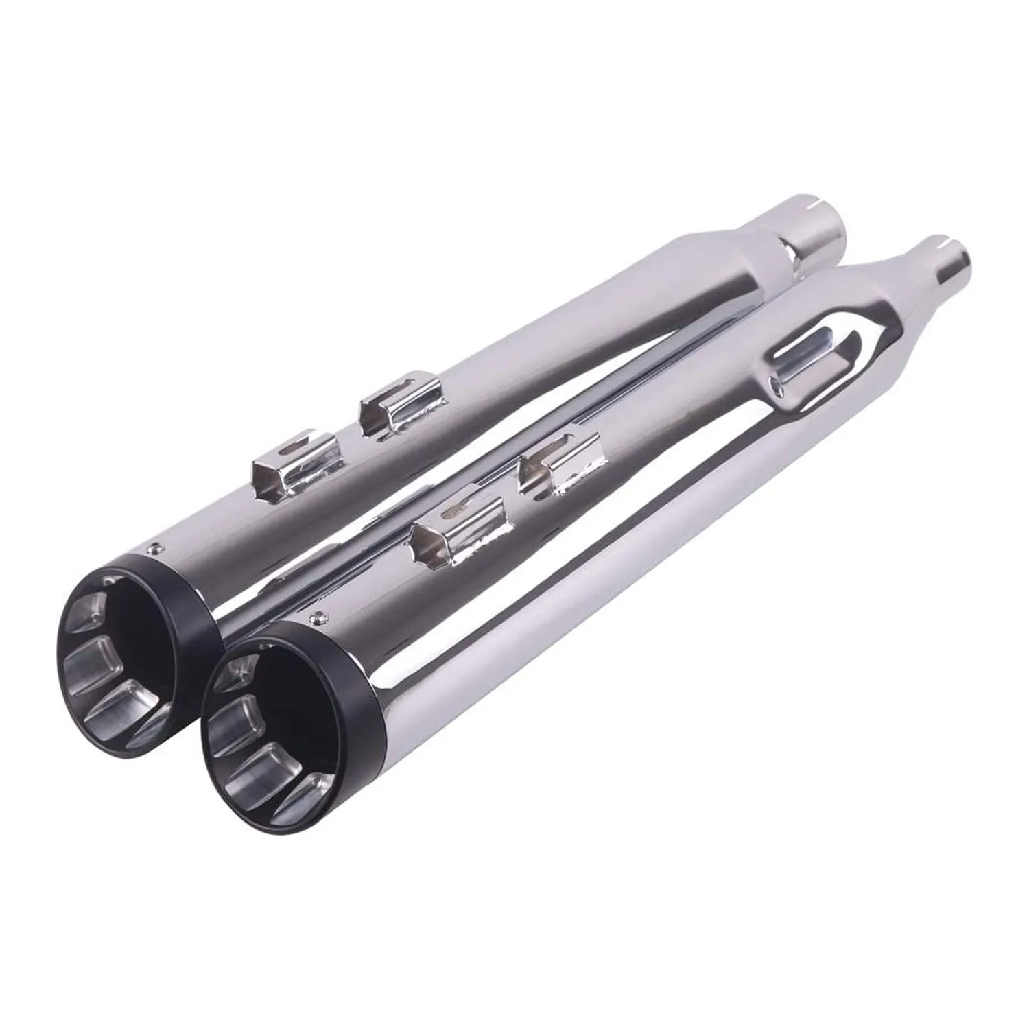 Sharkroad 2017-2024 4” Chrome Slip On Mufflers Exhaust for Harley Touring M8