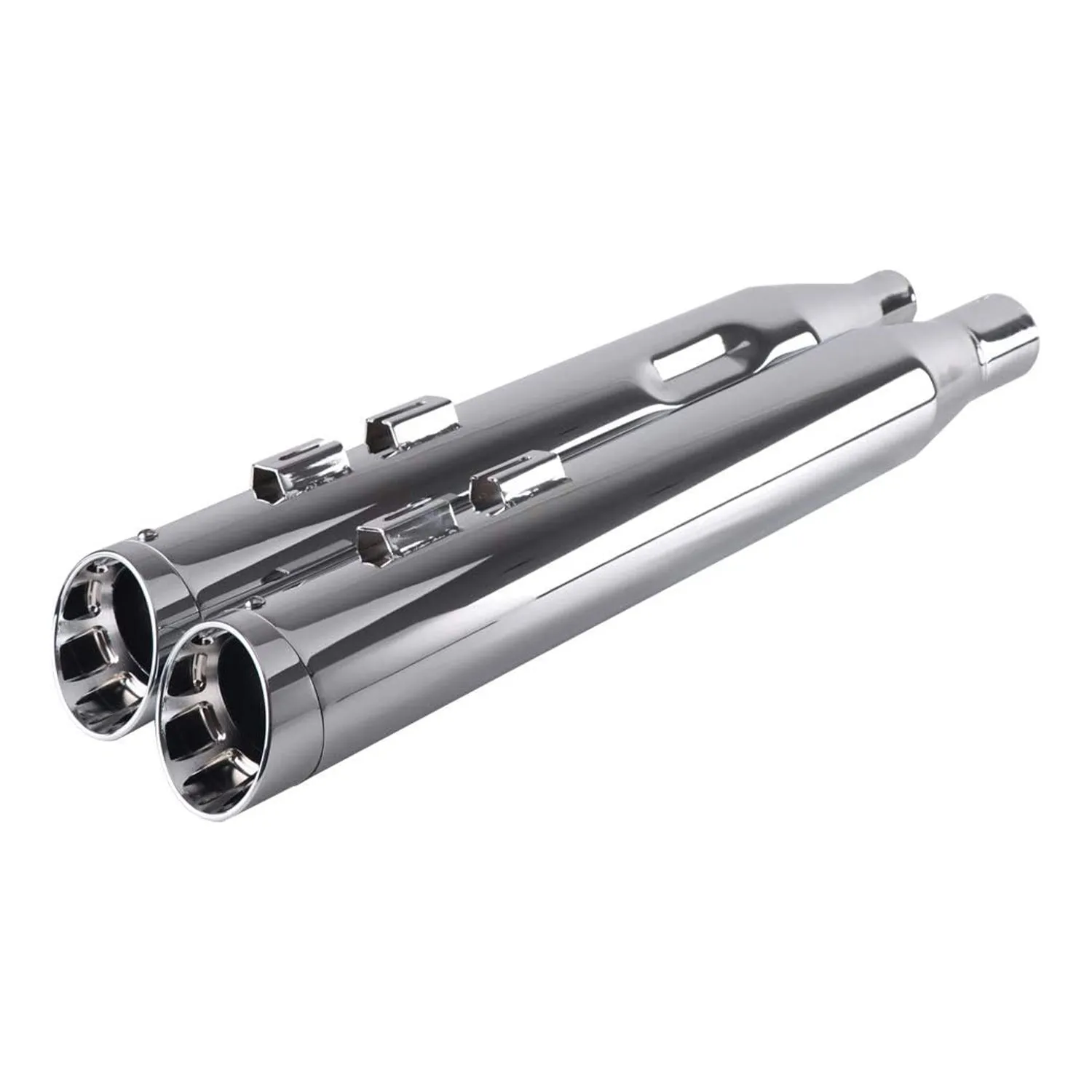 Sharkroad 2017-2024 4” Chrome Slip On Mufflers Exhaust for Harley Touring M8