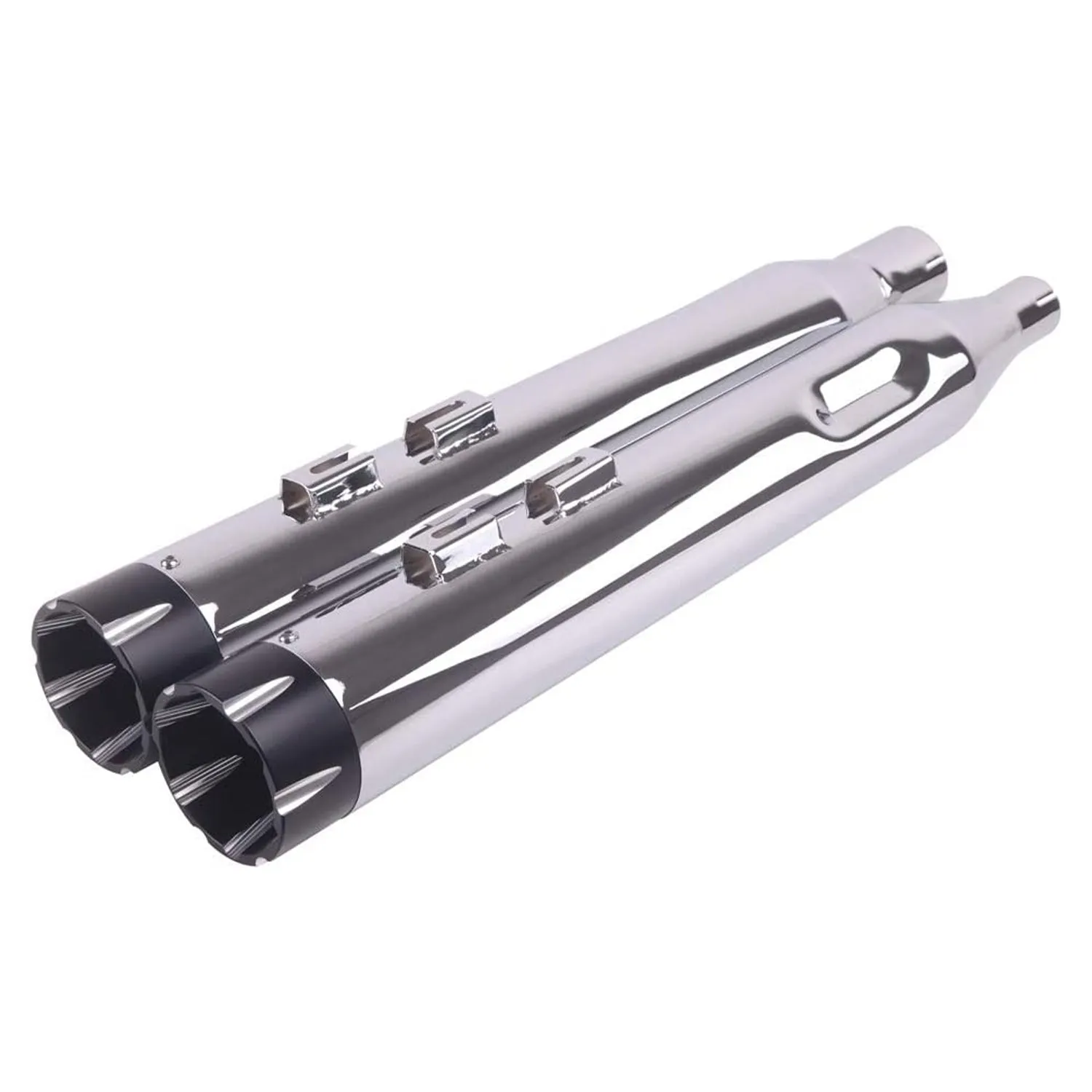 Sharkroad 2017-2024 4” Chrome Slip On Mufflers Exhaust for Harley Touring M8