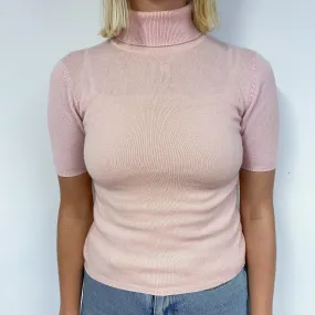 Shell Pink Cashmere Polo Neck Jumper Small