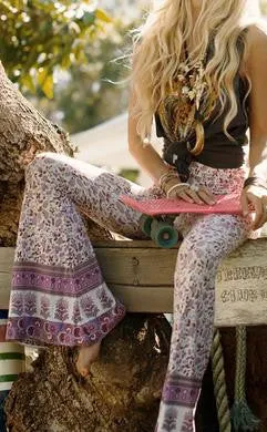 Slim Bodycon Bell-bottom Flower Print Fashion Pants