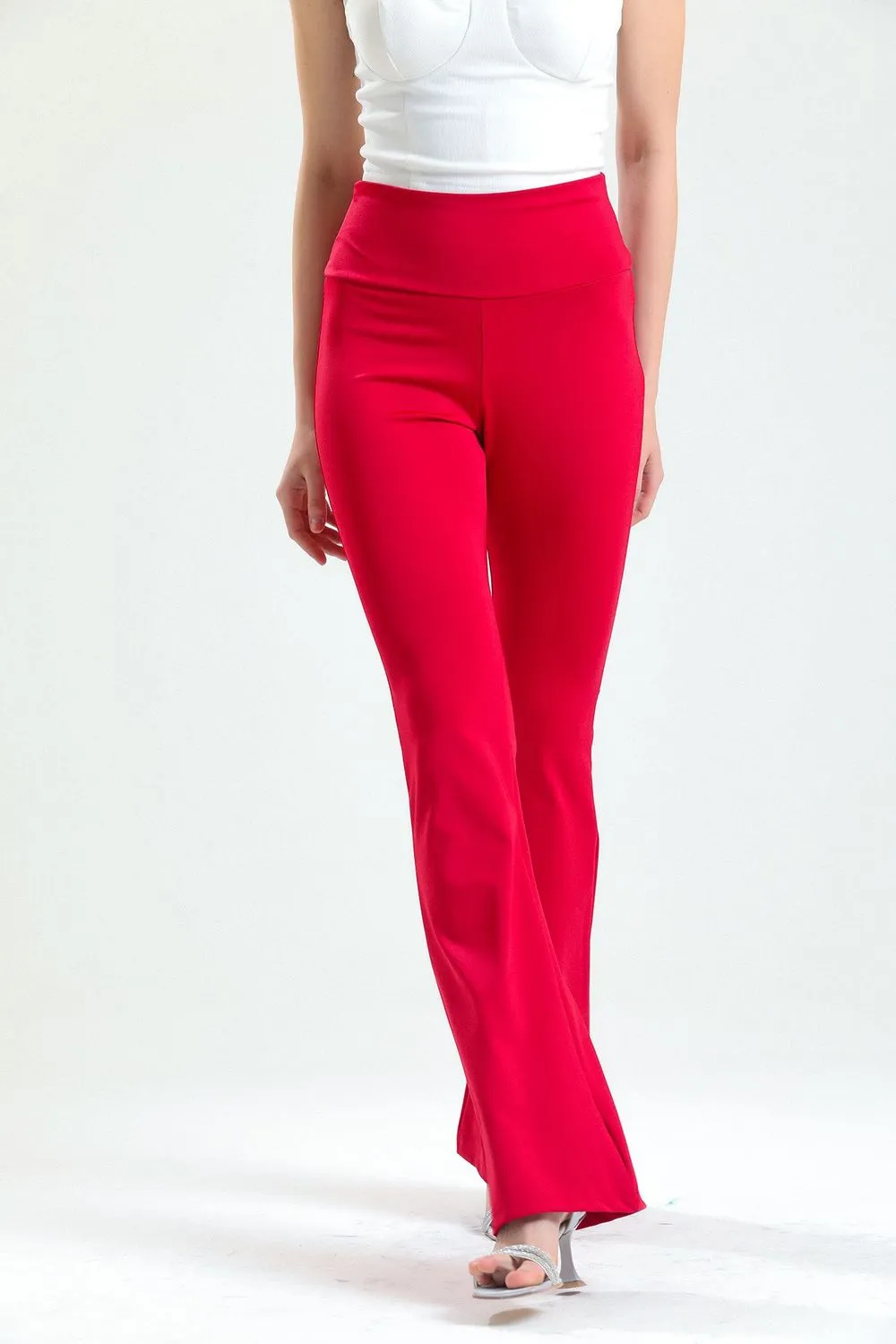 SNS Sense Red High Waisted Flared Spanish Paca Pants - Long Beach