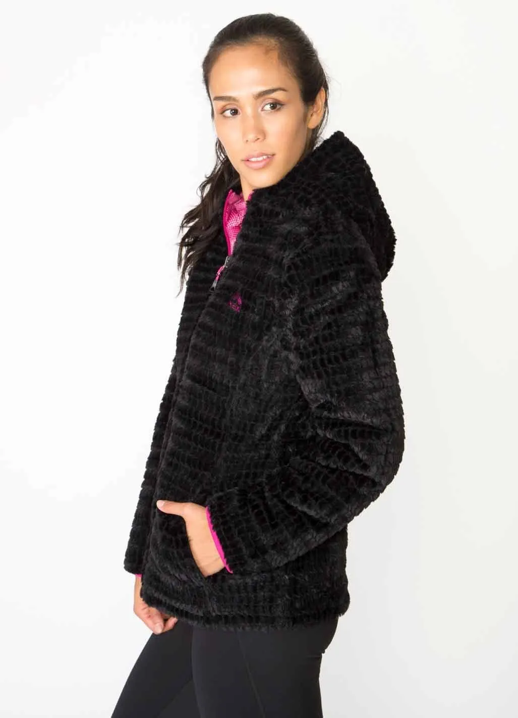 Striped Fleece Reversible Hooded Jacket