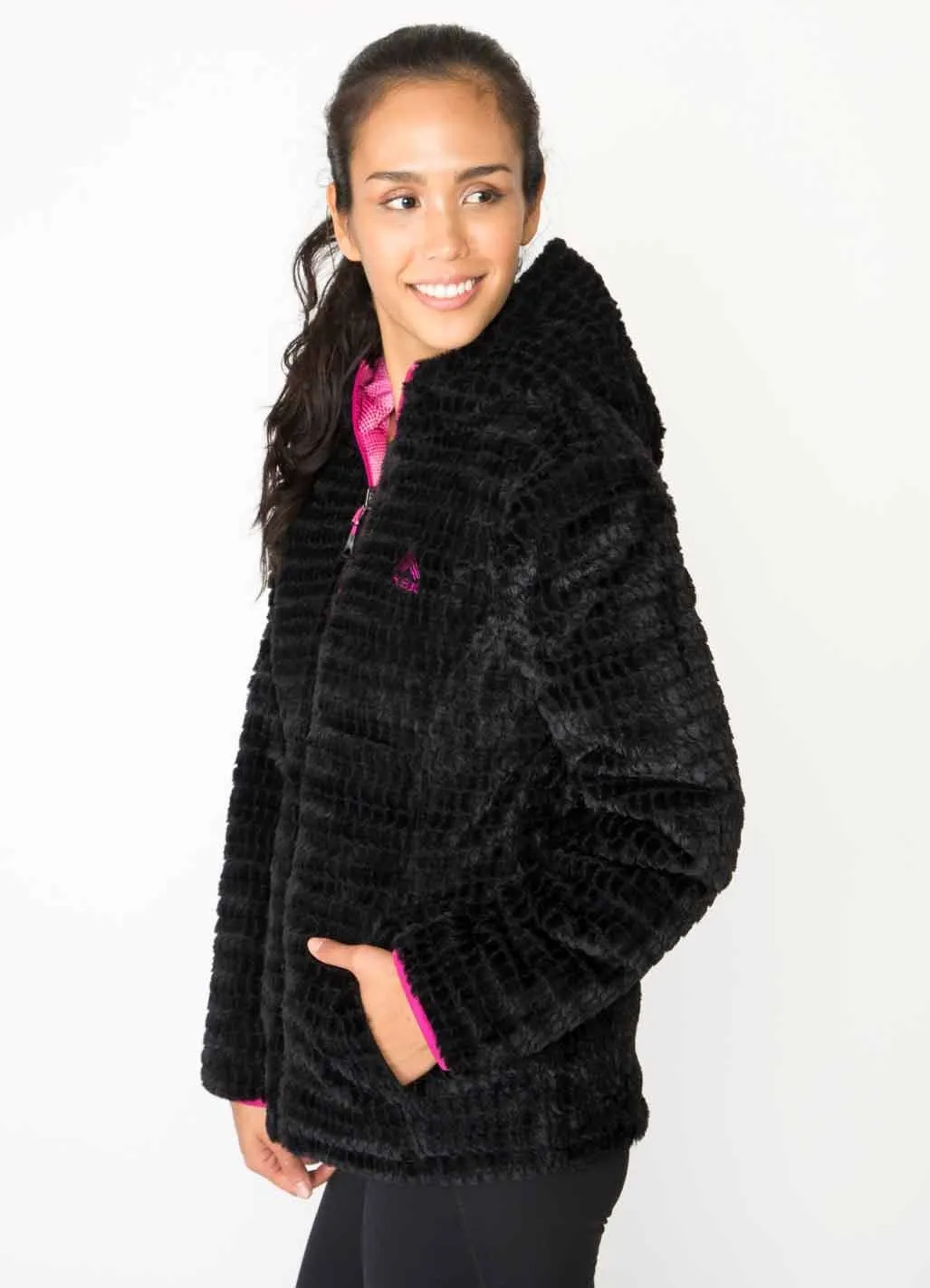 Striped Fleece Reversible Hooded Jacket