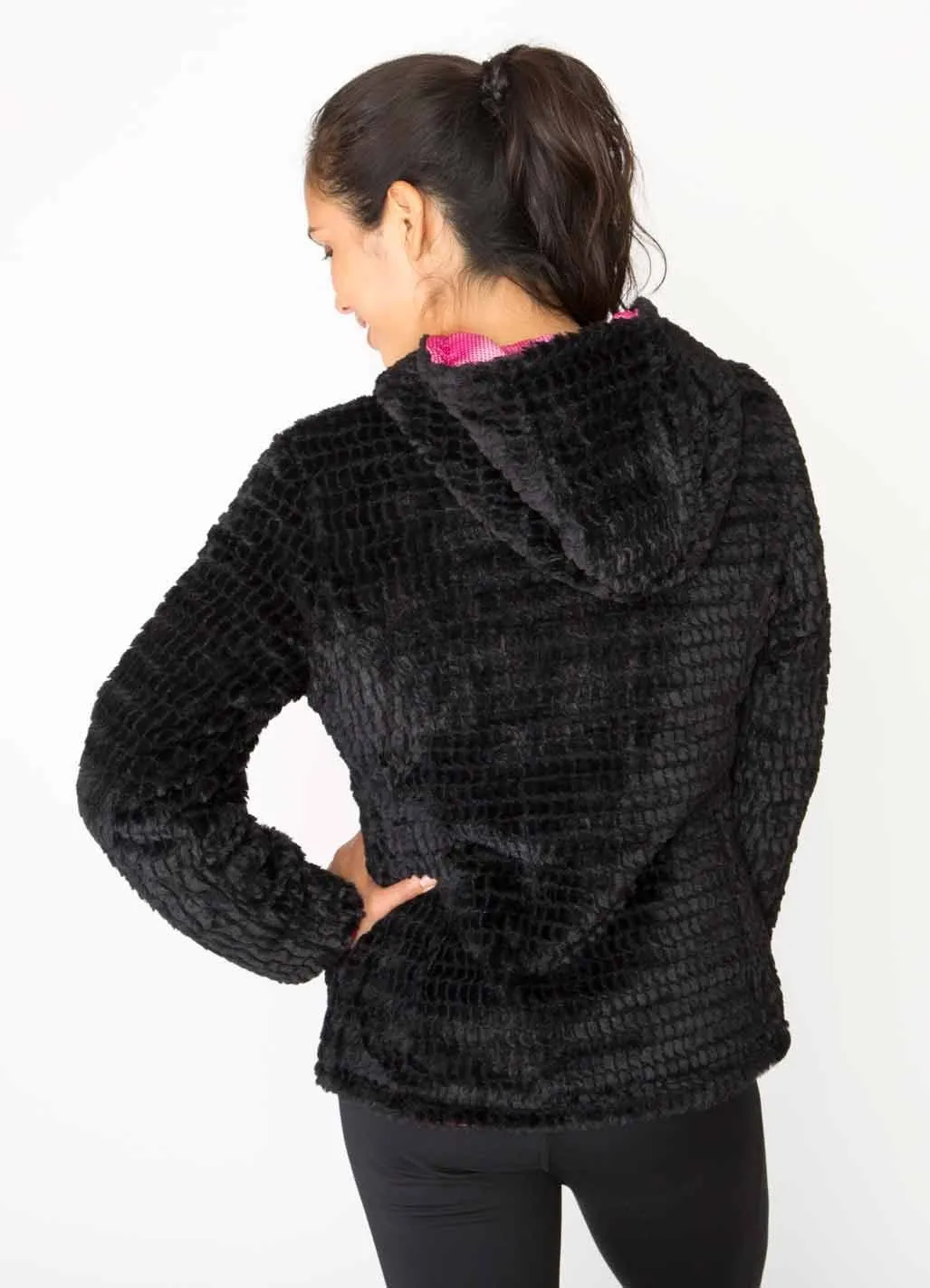 Striped Fleece Reversible Hooded Jacket