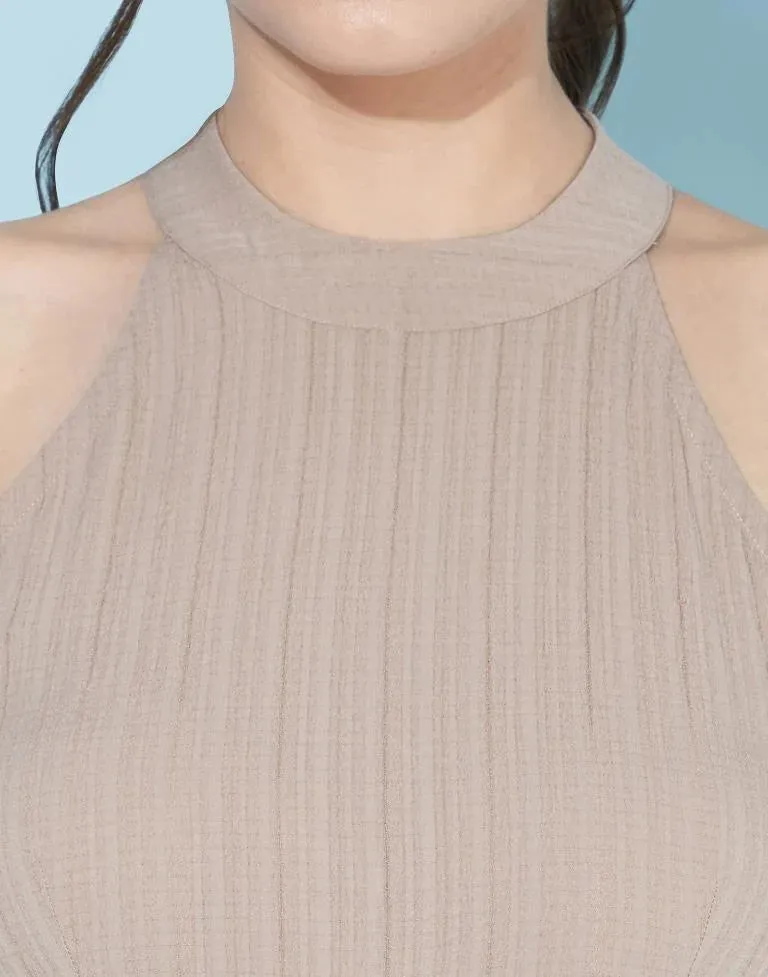 Stylish Beige Halter Neck Jumpsuit