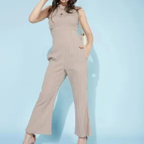 Stylish Beige Halter Neck Jumpsuit