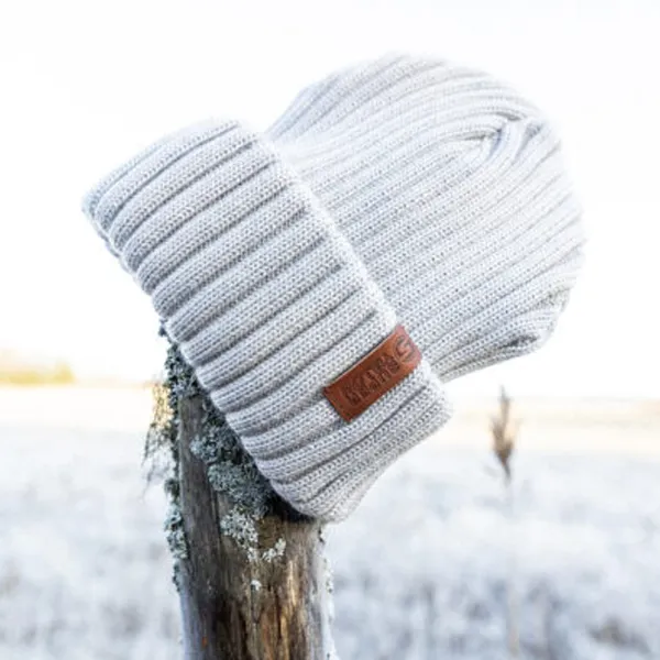 Superyellow Beam Black Merino Wool Beanie (Unisex)