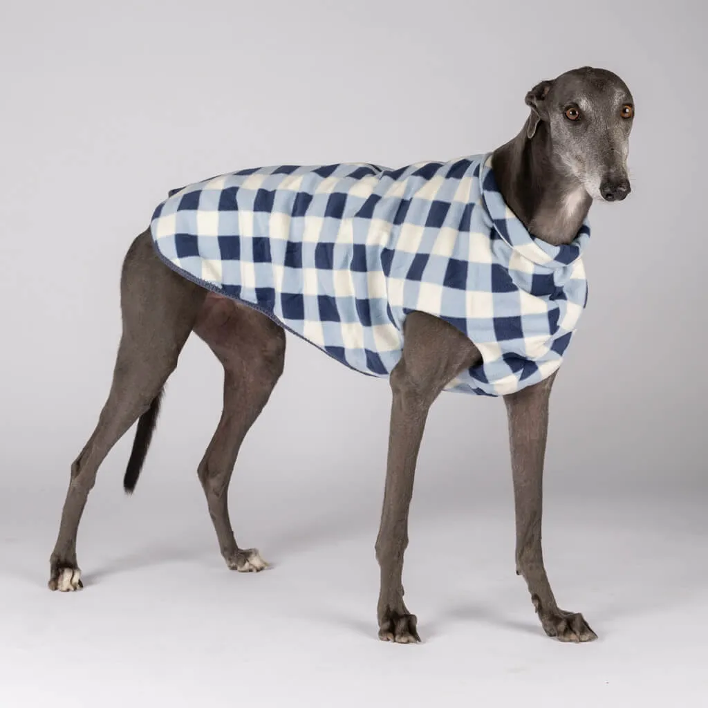 The Floofy Fleece Dog Coat | Navy Gingham