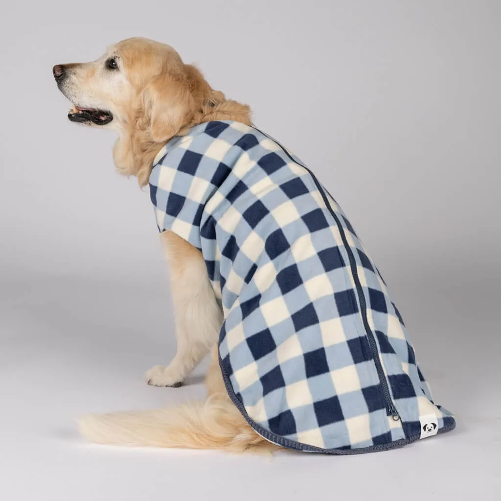 The Floofy Fleece Dog Coat | Navy Gingham