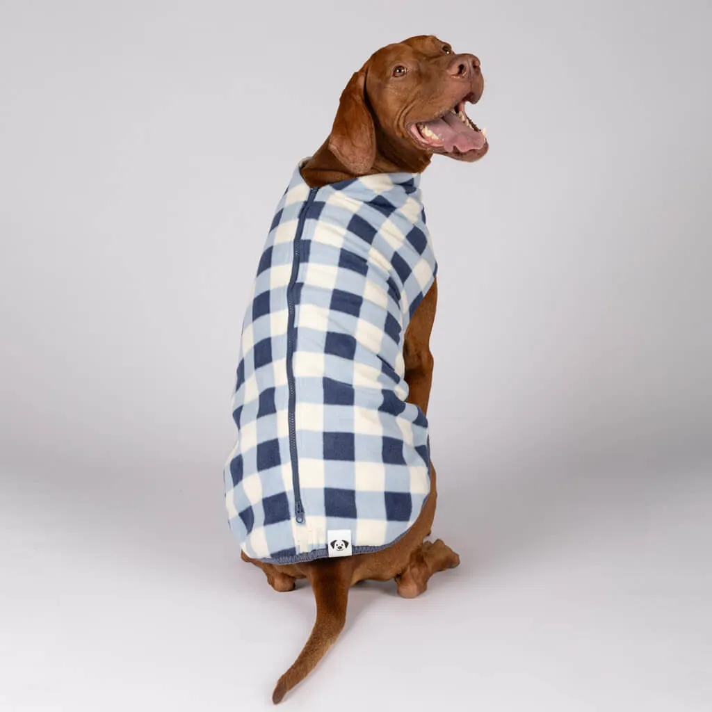 The Floofy Fleece Dog Coat | Navy Gingham