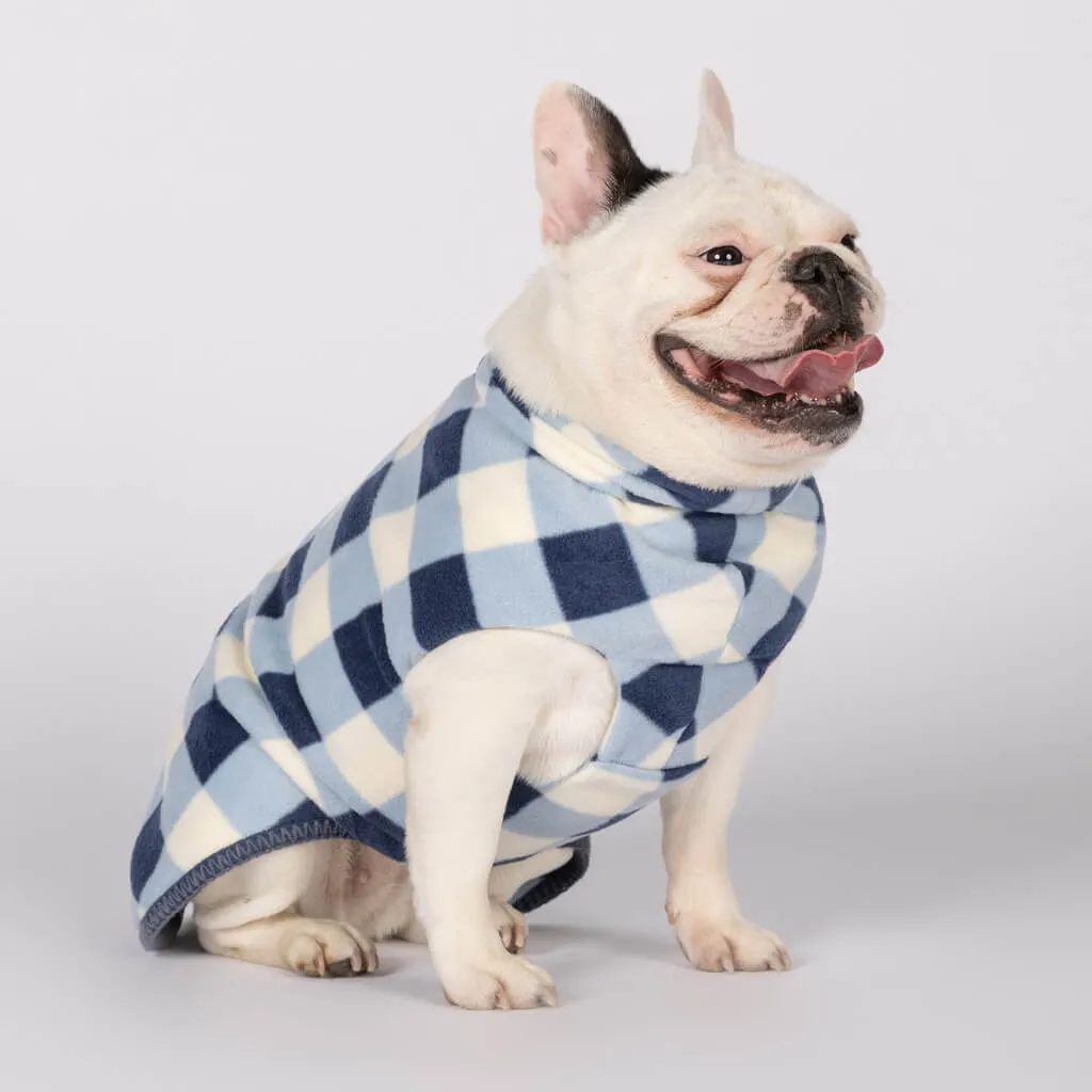 The Floofy Fleece Dog Coat | Navy Gingham