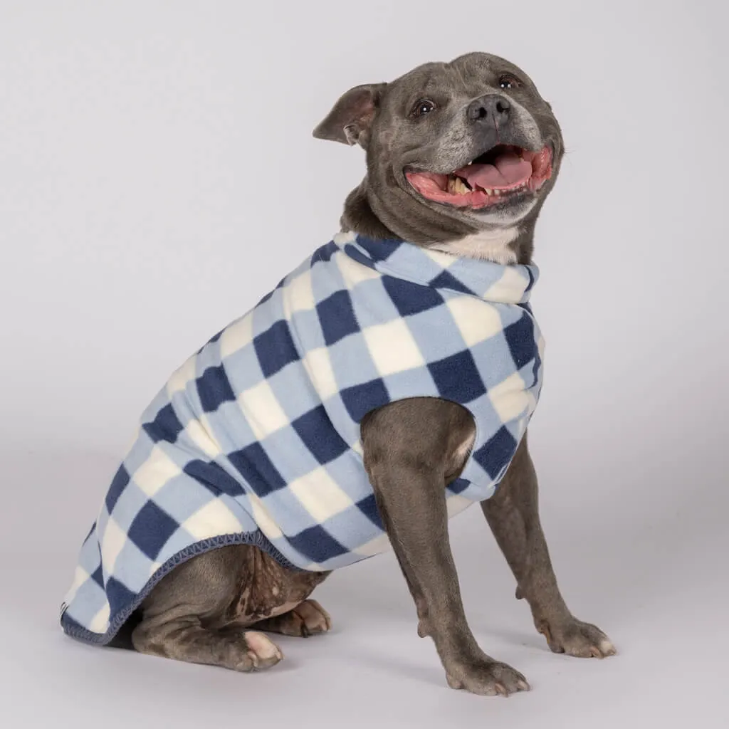 The Floofy Fleece Dog Coat | Navy Gingham