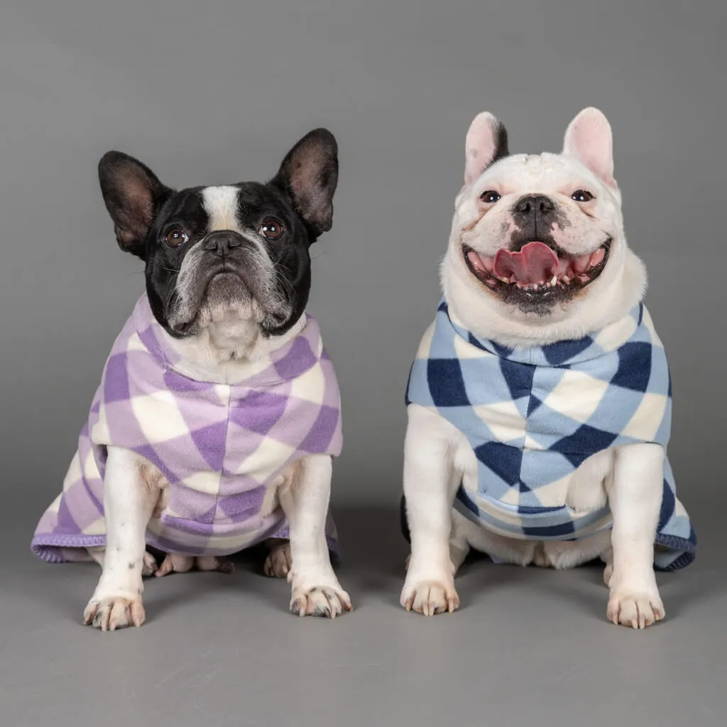 The Floofy Fleece Dog Coat | Navy Gingham