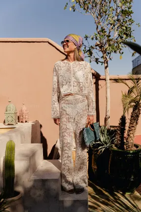Toby spring crochet pants pistachio shell