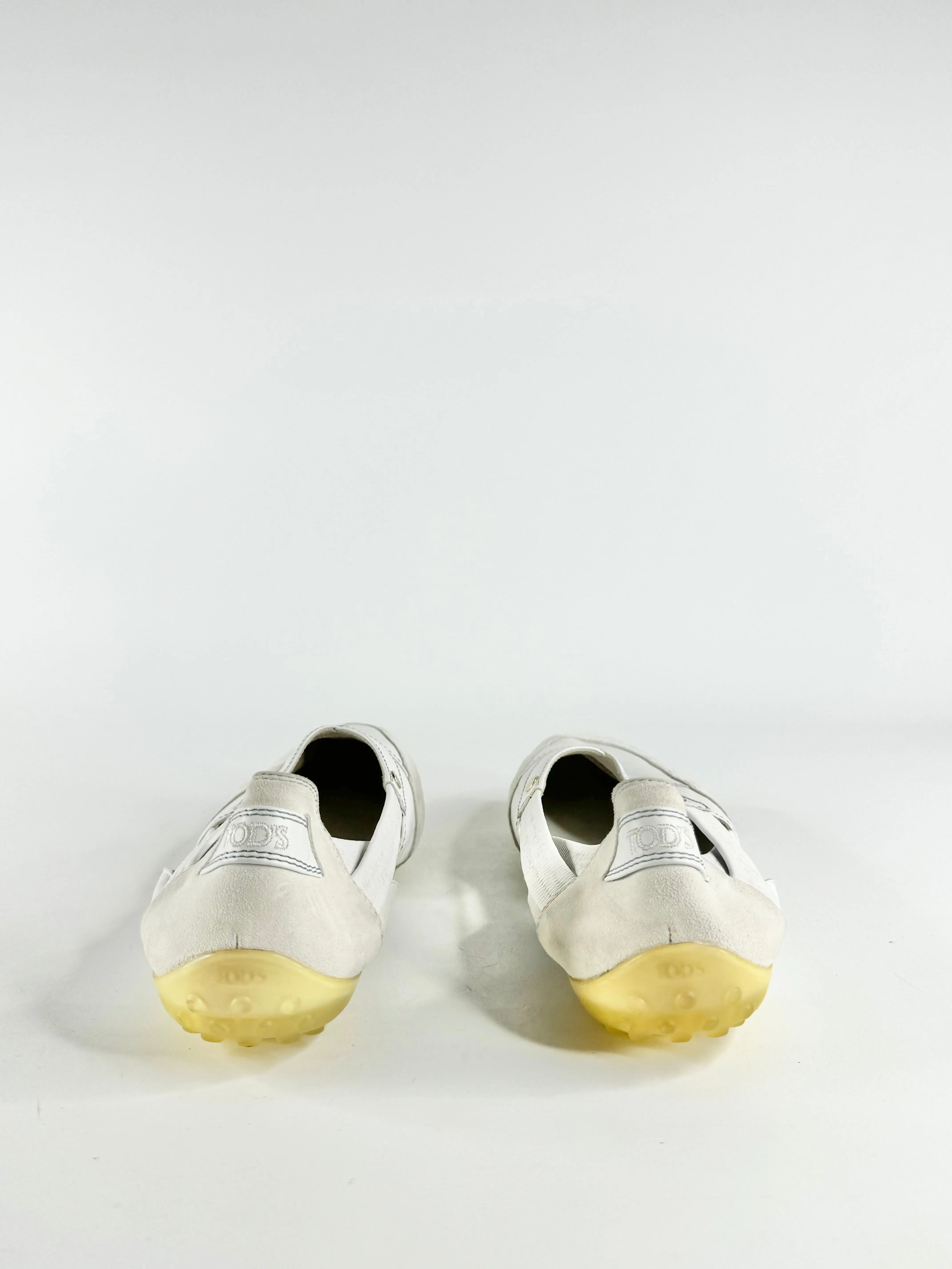Tod’s White Leather & Suede Slip Ons - EU41