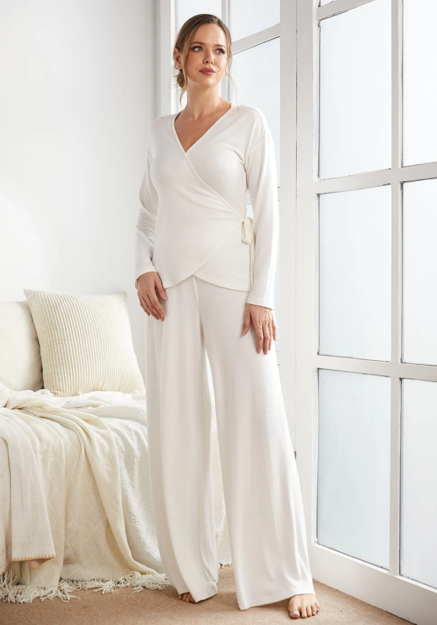 UltraEase Wide Leg Lounge Pant (Ivory)
