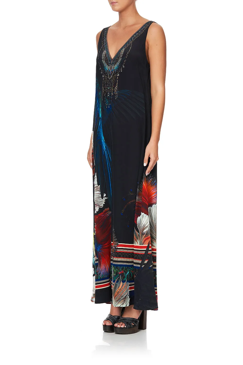 V NECK FLARED JUMPSUIT NIGHT FLIGHT