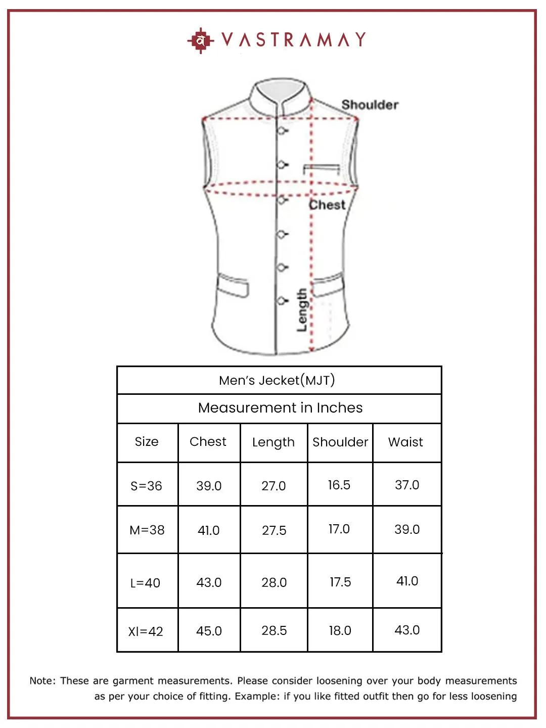 VASTRAMAY Men's - Nehru Jacket