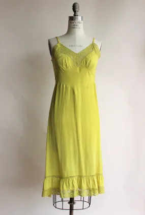 Vintage 1950s Chartreuse Green Rayon Full Slip