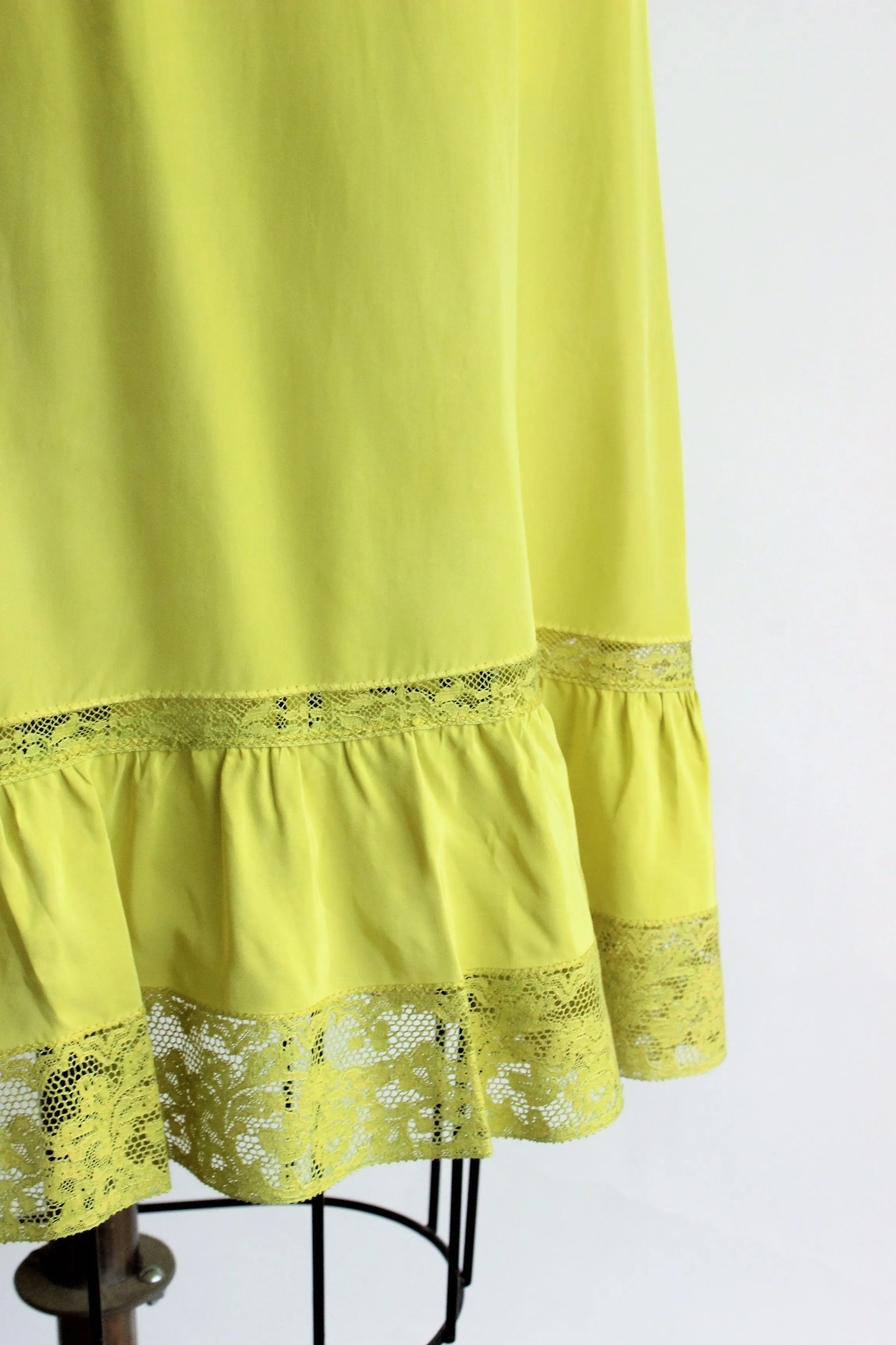 Vintage 1950s Chartreuse Green Rayon Full Slip