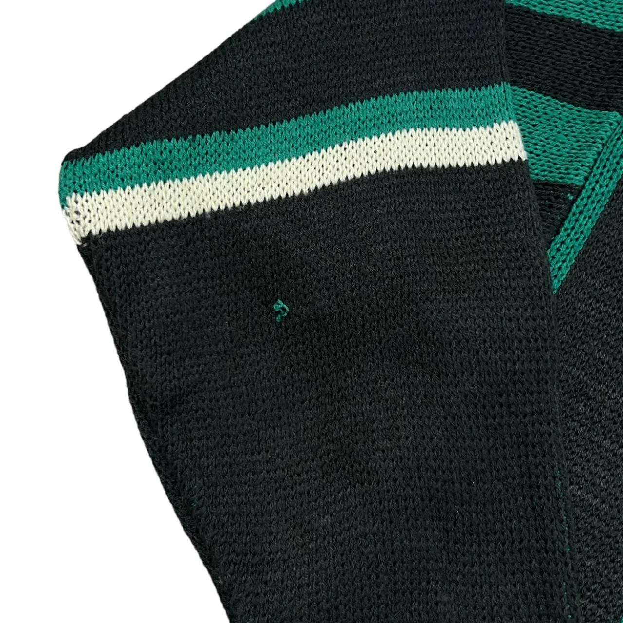 Vintage 90's POINT ZERO Made In Korea Colour Block Striped Acrylic Knit V-Neck Sweater Jumper