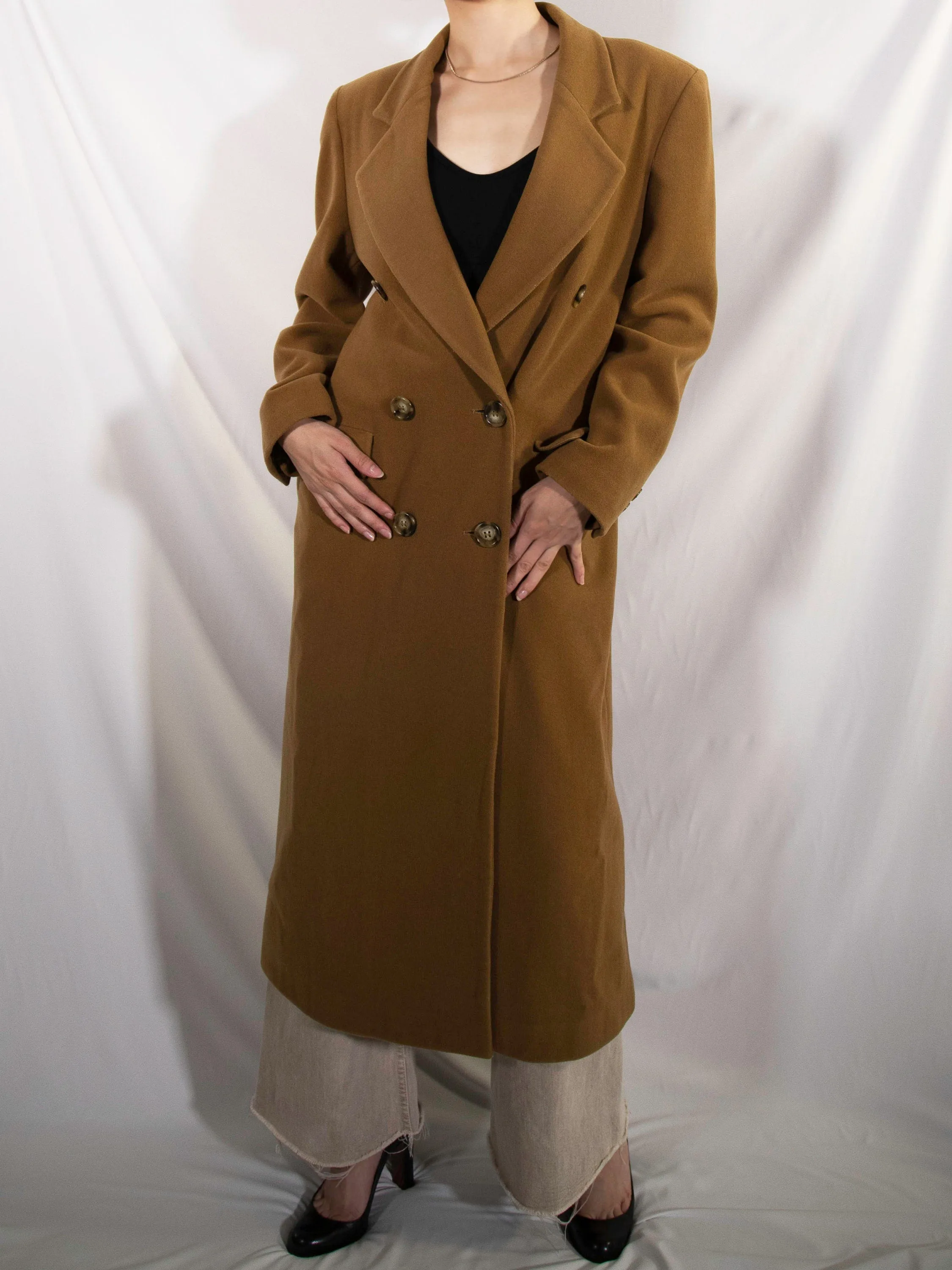 Vintage 🧥 caramel golden wool long Coat