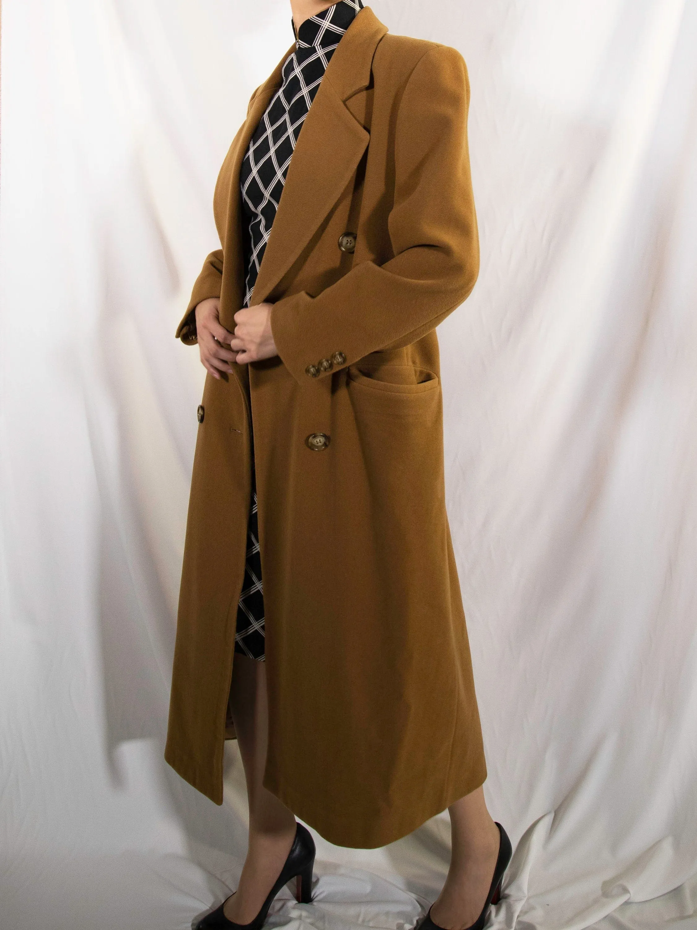 Vintage 🧥 caramel golden wool long Coat
