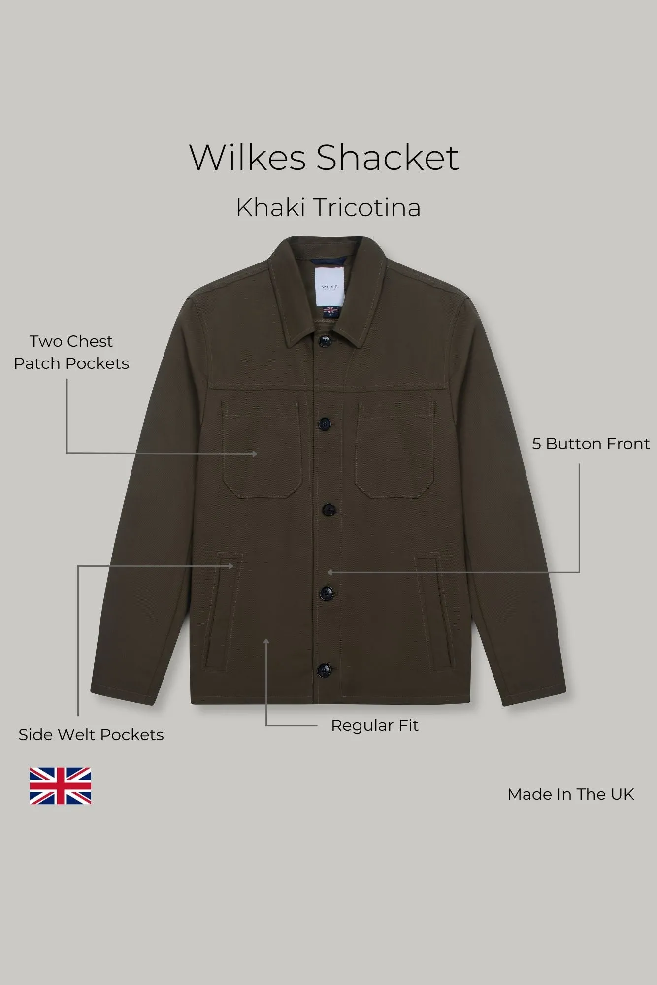 Wilkes Shacket Unlined - Khaki Tricotina