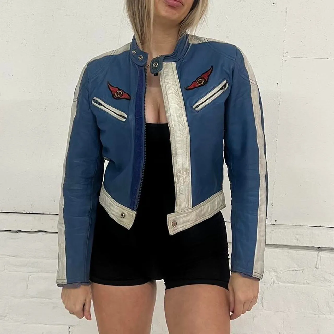 Y2K Leather Biker Style Jacket - S