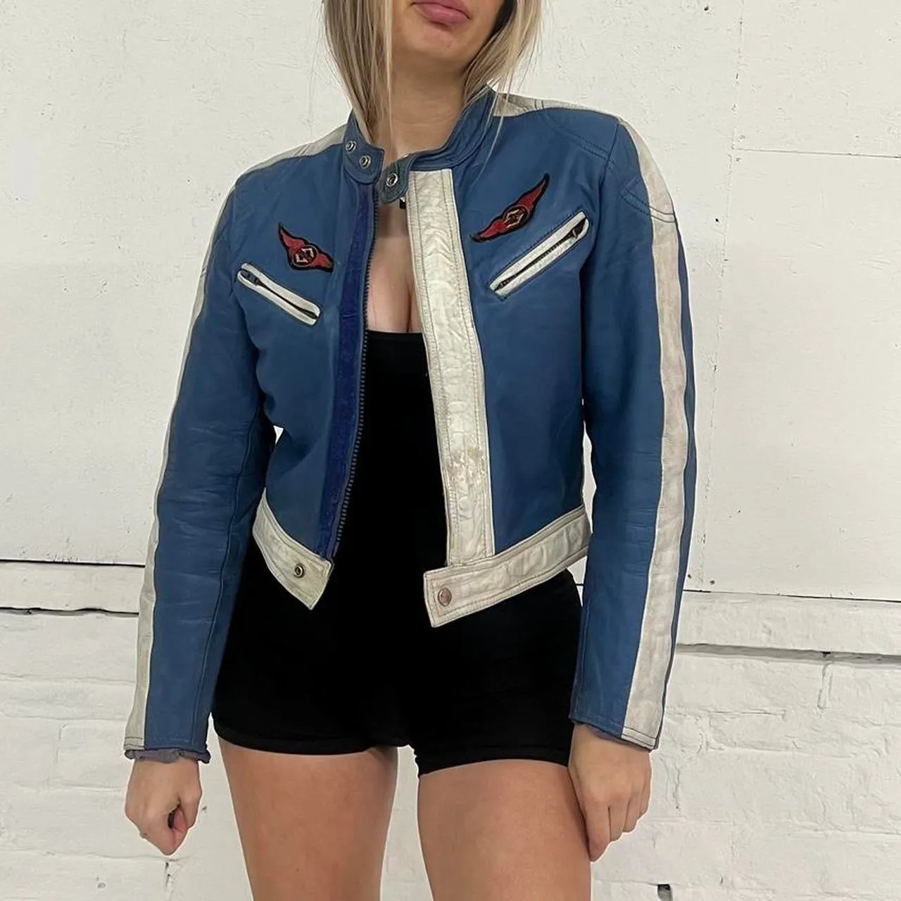 Y2K Leather Biker Style Jacket - S